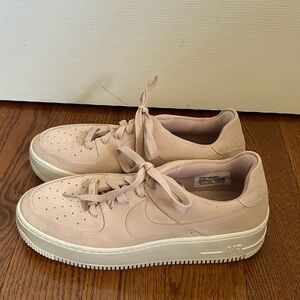 Nike Air Force 1 Sage Low Platform Women Shoe Sneaker Particle Beige Pink 8.5